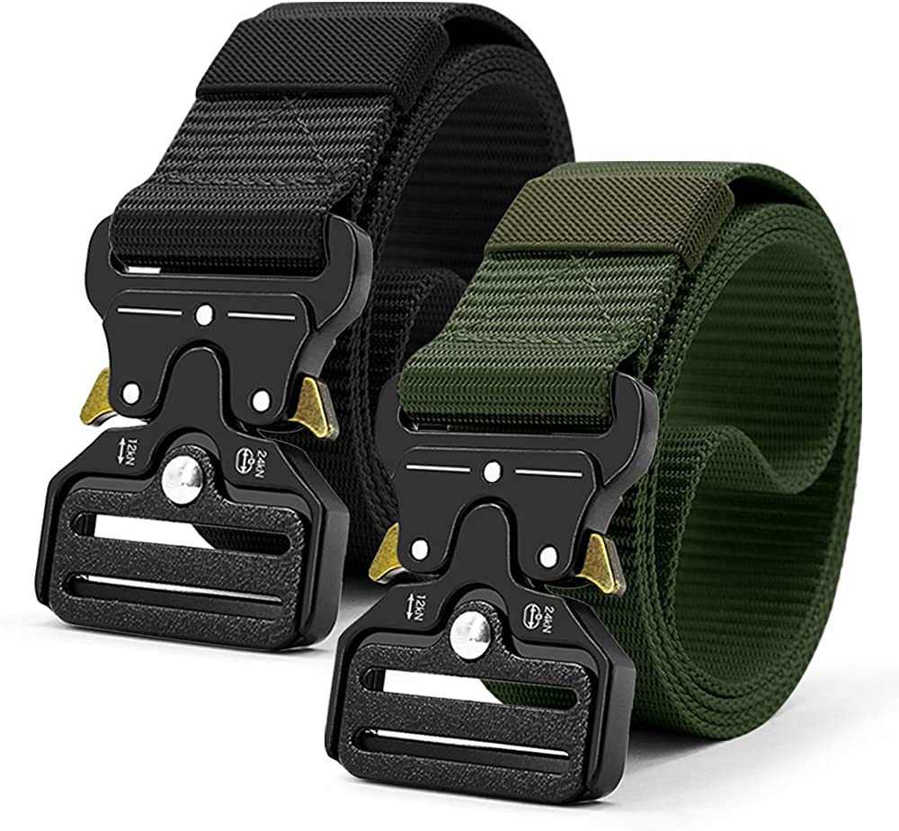 Military Style Tactical Belt Quick Release Metal Buckle Belt 1.5 Inch Men's Heavy Duty Nylon Sling Belt