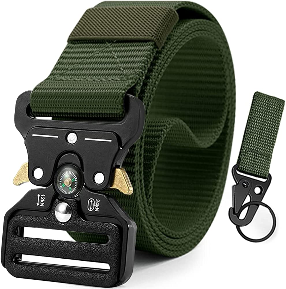 Military Style Tactical Belt Quick Release Metal Buckle Belt 1.5 Inch Men's Heavy Duty Nylon Sling Belt