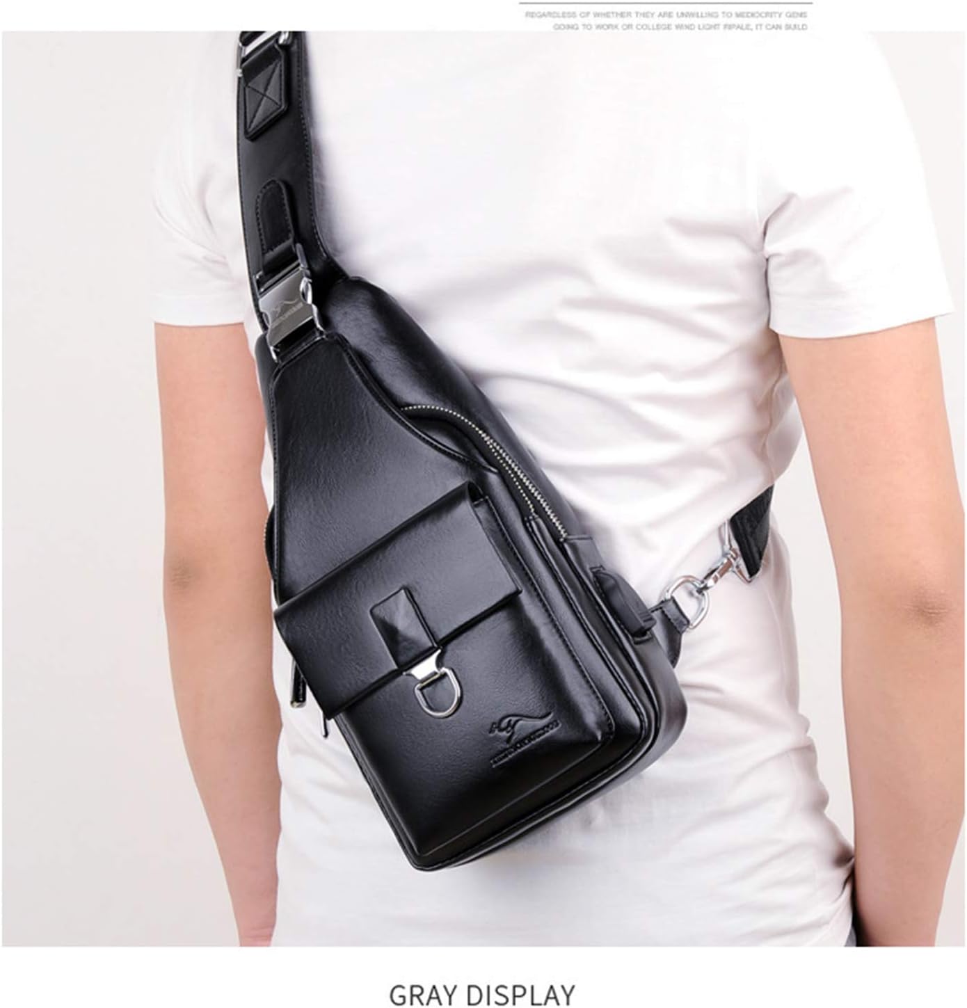 Men's Leather Sling Bag Chest Shoulder Bags Anti-Theft Backpack Purse