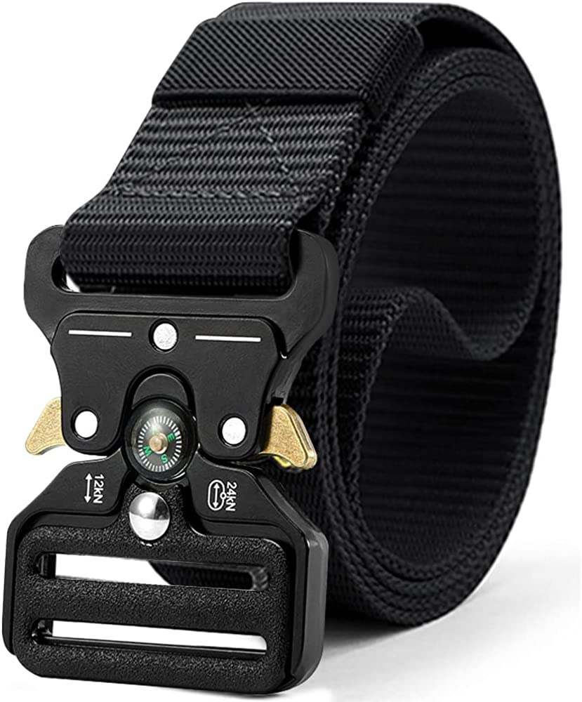 Military Style Tactical Belt Quick Release Metal Buckle Belt 1.5 Inch Men's Heavy Duty Nylon Sling Belt