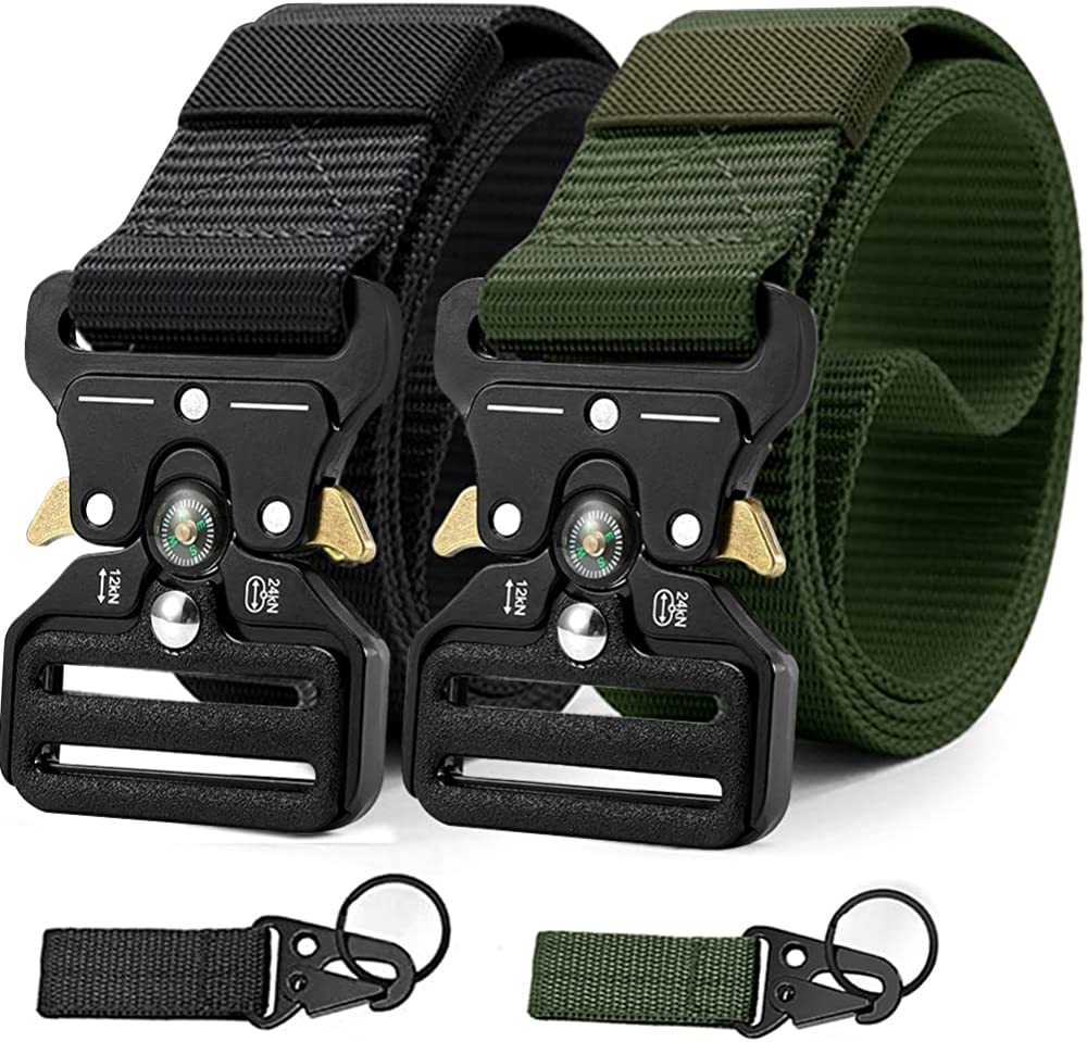 Military Style Tactical Belt Quick Release Metal Buckle Belt 1.5 Inch Men's Heavy Duty Nylon Sling Belt