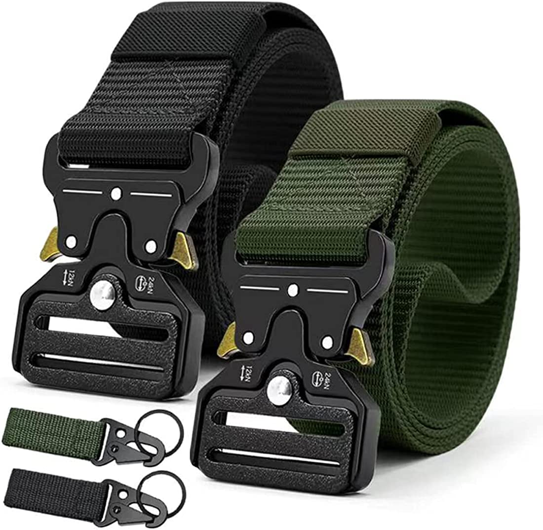 Military Style Tactical Belt Quick Release Metal Buckle Belt 1.5 Inch Men's Heavy Duty Nylon Sling Belt