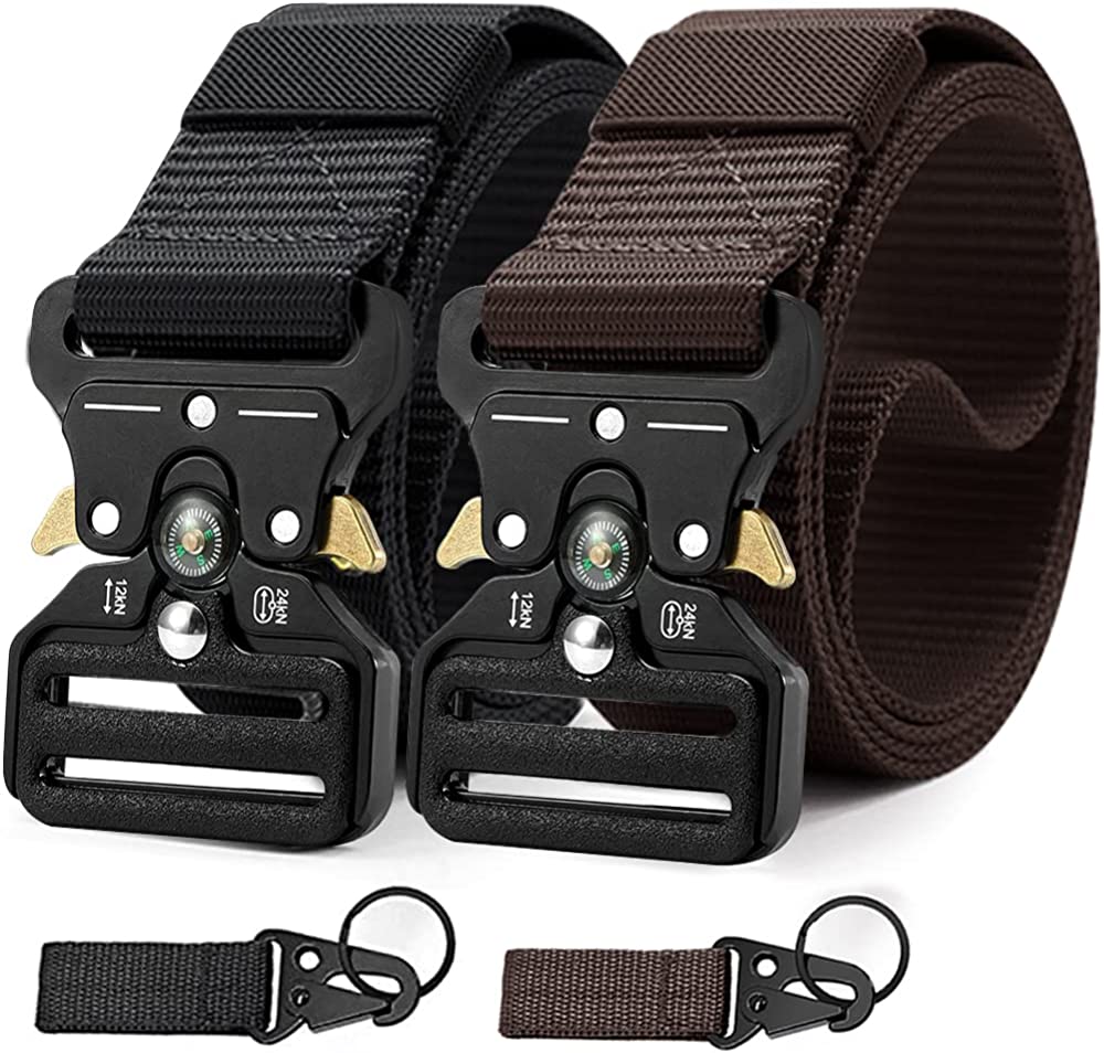 Military Style Tactical Belt Quick Release Metal Buckle Belt 1.5 Inch Men's Heavy Duty Nylon Sling Belt