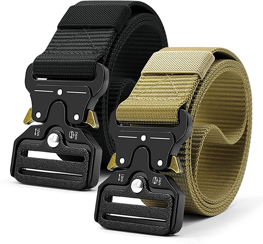 Military Style Tactical Belt Quick Release Metal Buckle Belt 1.5 Inch Men's Heavy Duty Nylon Sling Belt