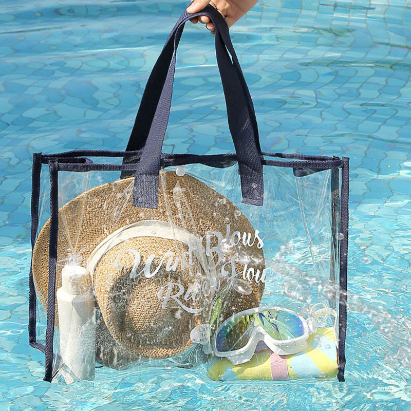 Transparent Portable Tote Bag Vacation Travel Beach Bag Waterproof Permeable Swimming Bag