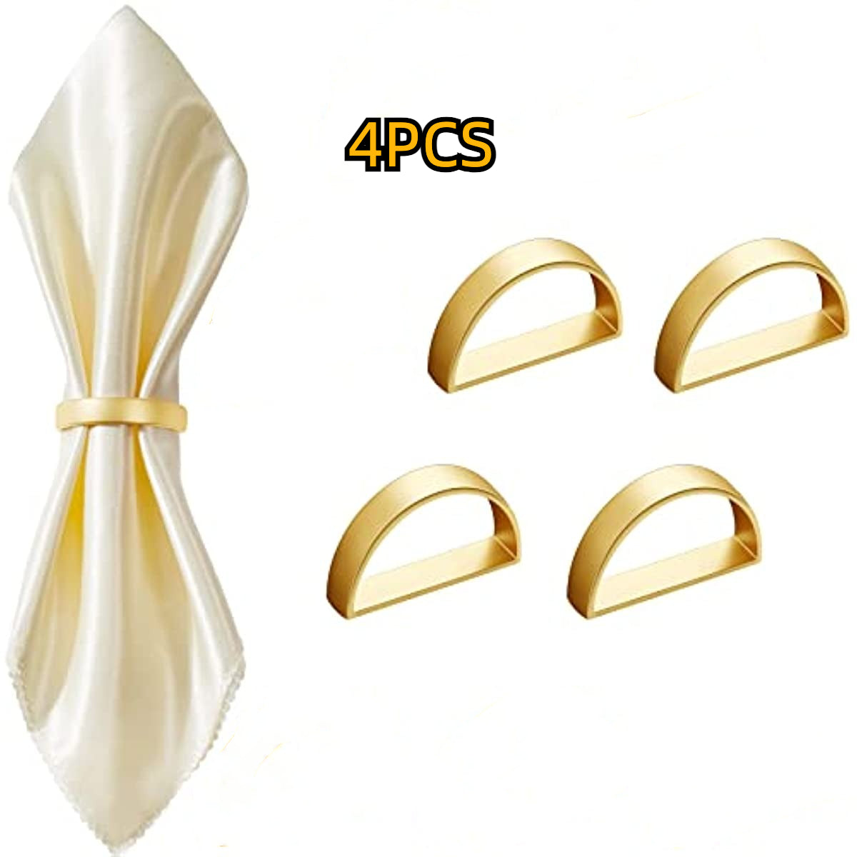 4pcs Modern Stainless Steel Napkin Rings - Add a Touch of Elegance to Your Table Settings!