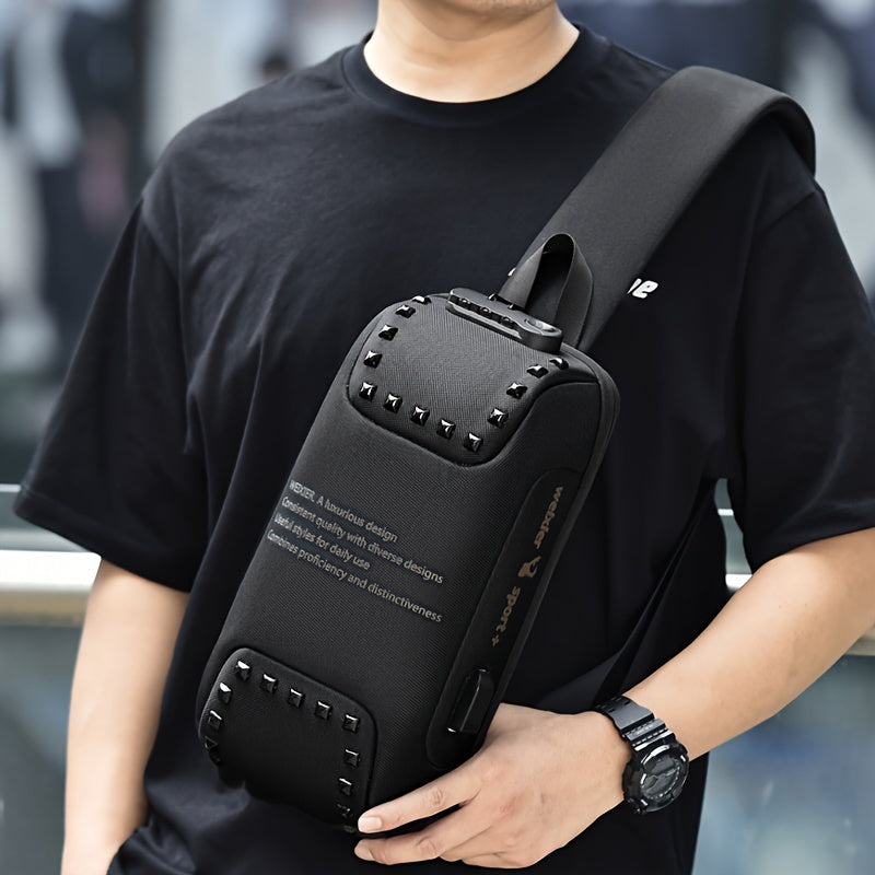 Chest Bag Casual Anti-theft Combination Lock Messenger Bag USB Fast Charging Shoulder Satchel Sports Cycling Backpack