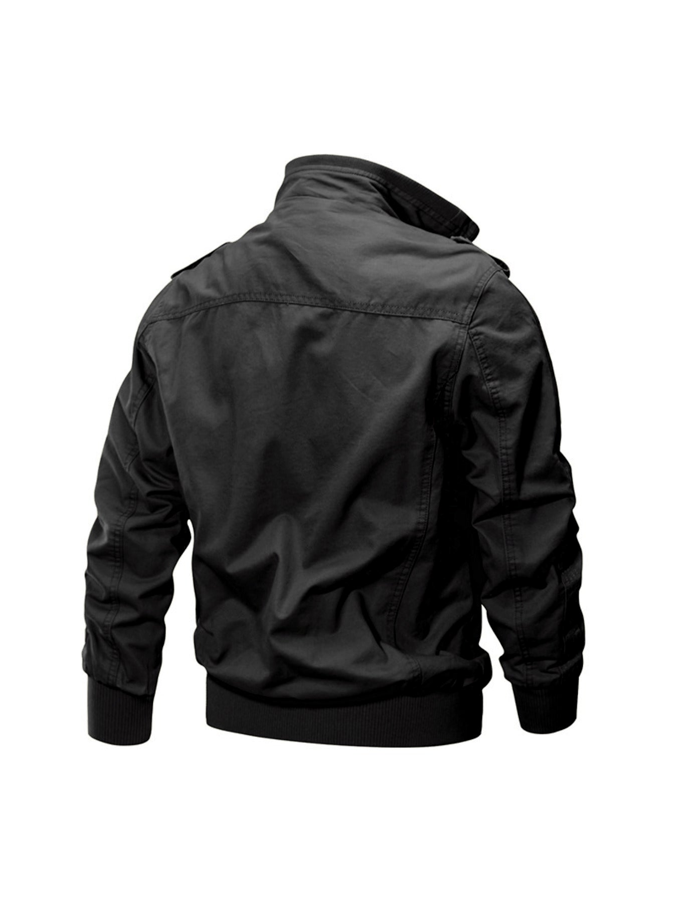 Men's Stylish Solid Jacket With Pockets Comfy Breathable Lapel Zip Up Long Sleeve Coat