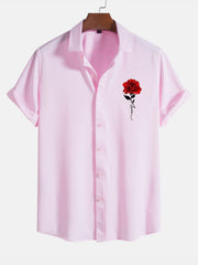 Rose Print Button Up Shirt