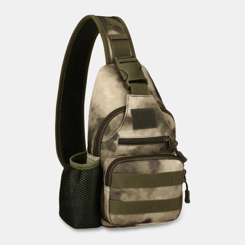 Men's Camouflage Chest Bags Single Cycling Shoulder Leisure Bag with USB Charging