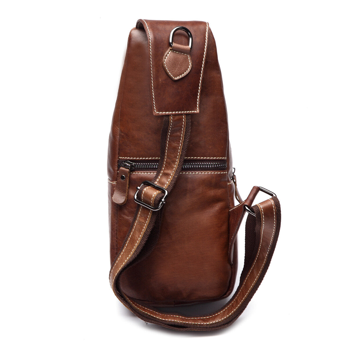 Men Genuine Leather Brown Black Chest Bag Shoulder Crossbody Bag