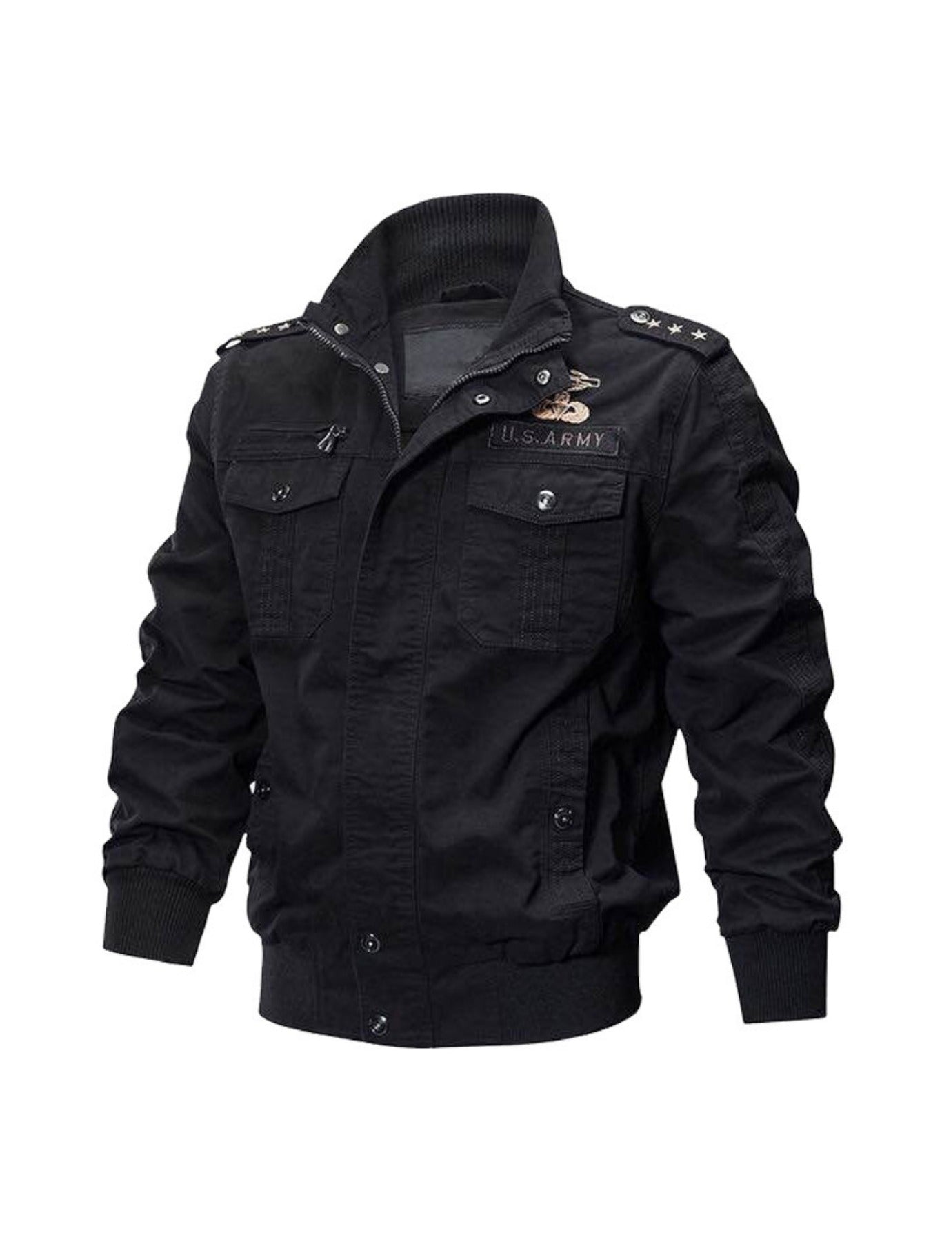 Men's Stylish Solid Jacket With Pockets Comfy Breathable Lapel Zip Up Long Sleeve Coat