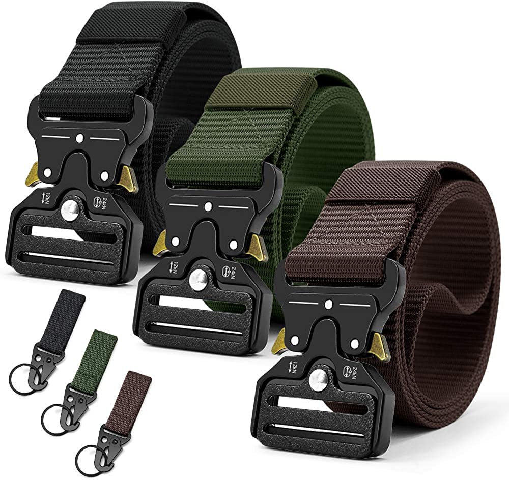 Military Style Tactical Belt Quick Release Metal Buckle Belt 1.5 Inch Men's Heavy Duty Nylon Sling Belt