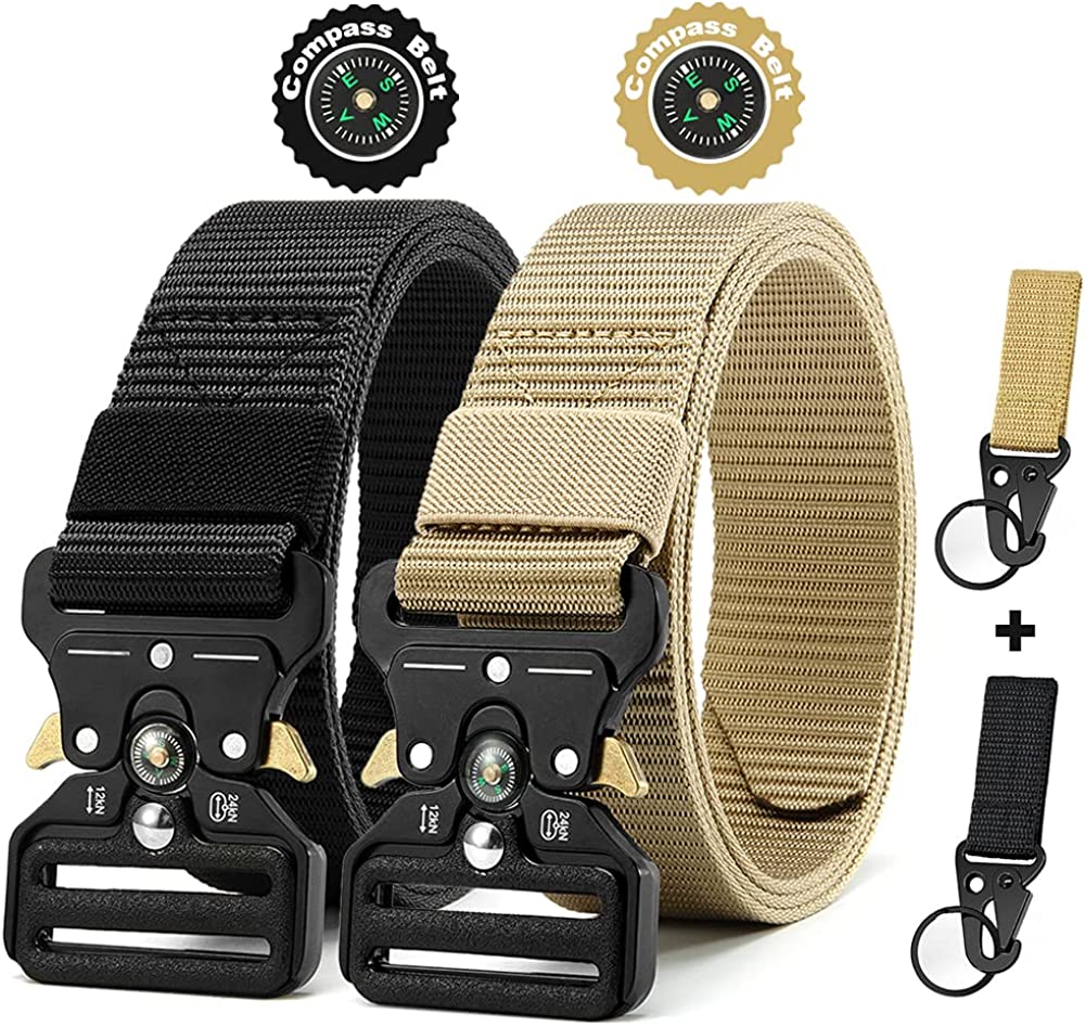 Military Style Tactical Belt Quick Release Metal Buckle Belt 1.5 Inch Men's Heavy Duty Nylon Sling Belt