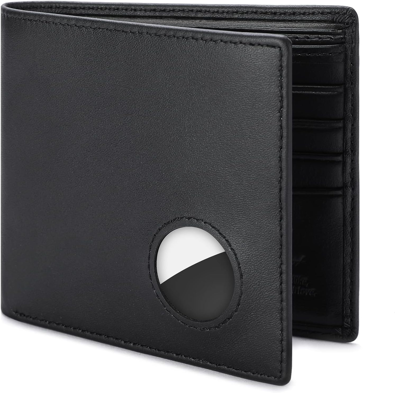 Men Wallet Compatible with AirTag Genuine Leather Bifold Wallet for Air Tag