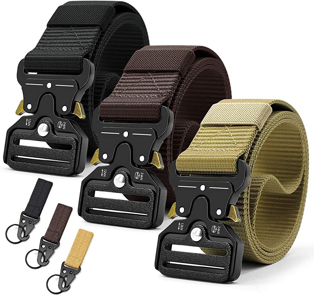 Military Style Tactical Belt Quick Release Metal Buckle Belt 1.5 Inch Men's Heavy Duty Nylon Sling Belt