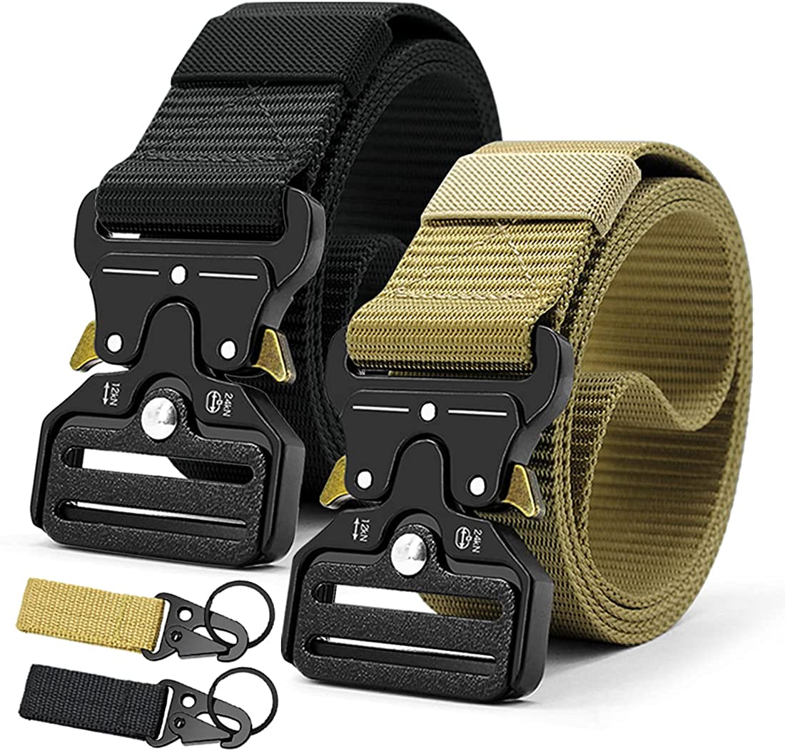 Military Style Tactical Belt Quick Release Metal Buckle Belt 1.5 Inch Men's Heavy Duty Nylon Sling Belt