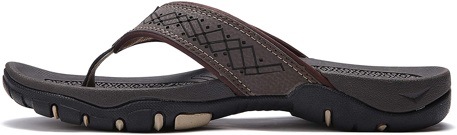 Men Sandals Leather Sport Flip Flops Comfort Casual Outdoor