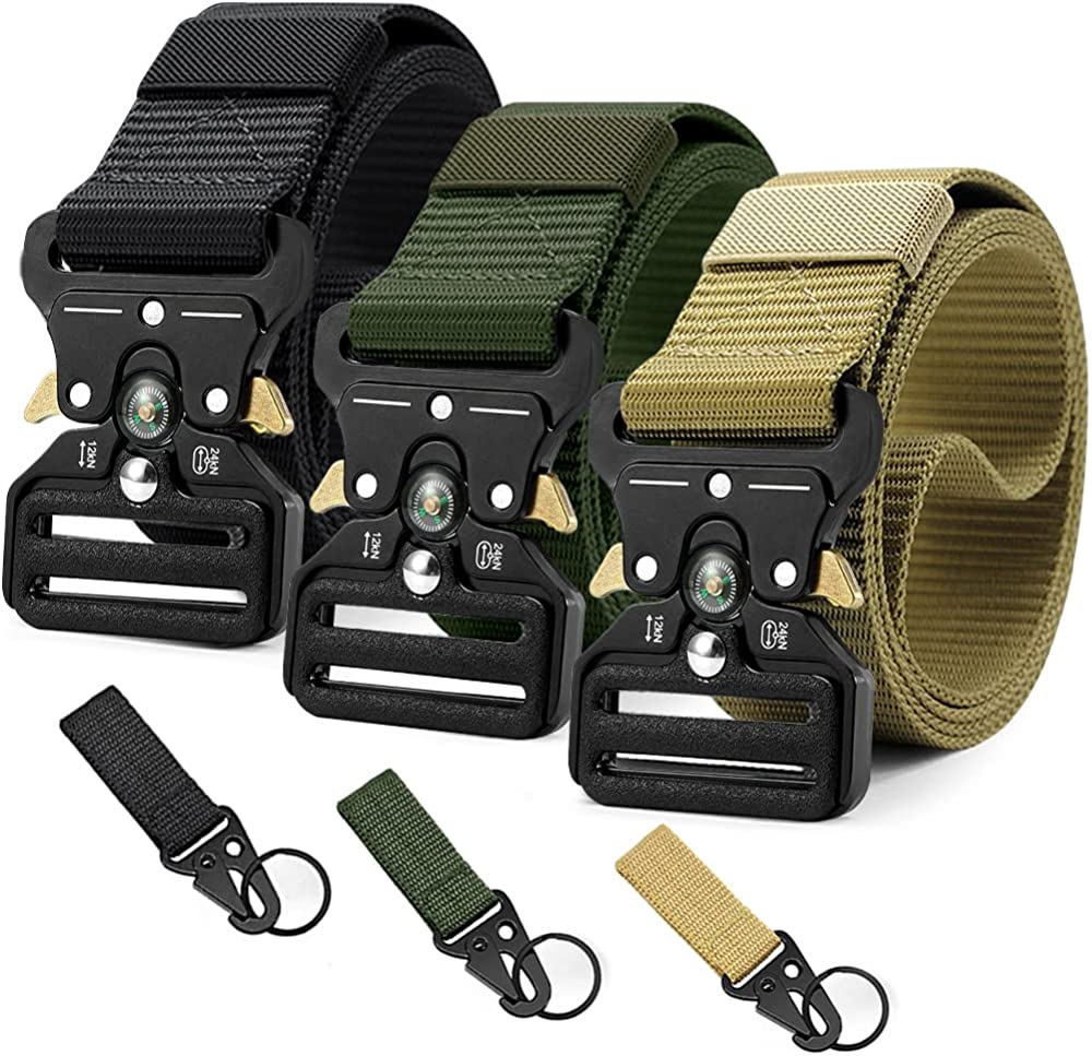 Military Style Tactical Belt Quick Release Metal Buckle Belt 1.5 Inch Men's Heavy Duty Nylon Sling Belt