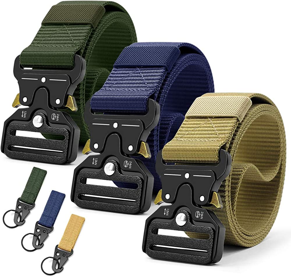 Military Style Tactical Belt Quick Release Metal Buckle Belt 1.5 Inch Men's Heavy Duty Nylon Sling Belt