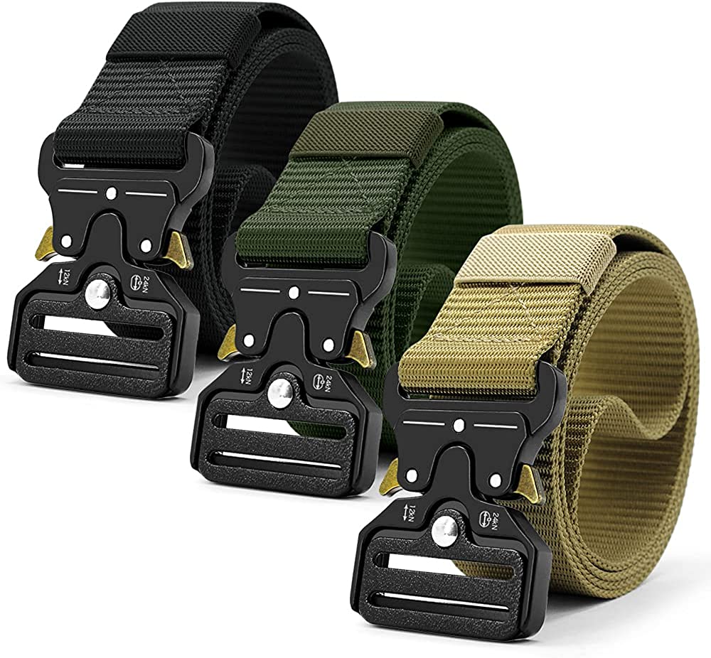 Military Style Tactical Belt Quick Release Metal Buckle Belt 1.5 Inch Men's Heavy Duty Nylon Sling Belt