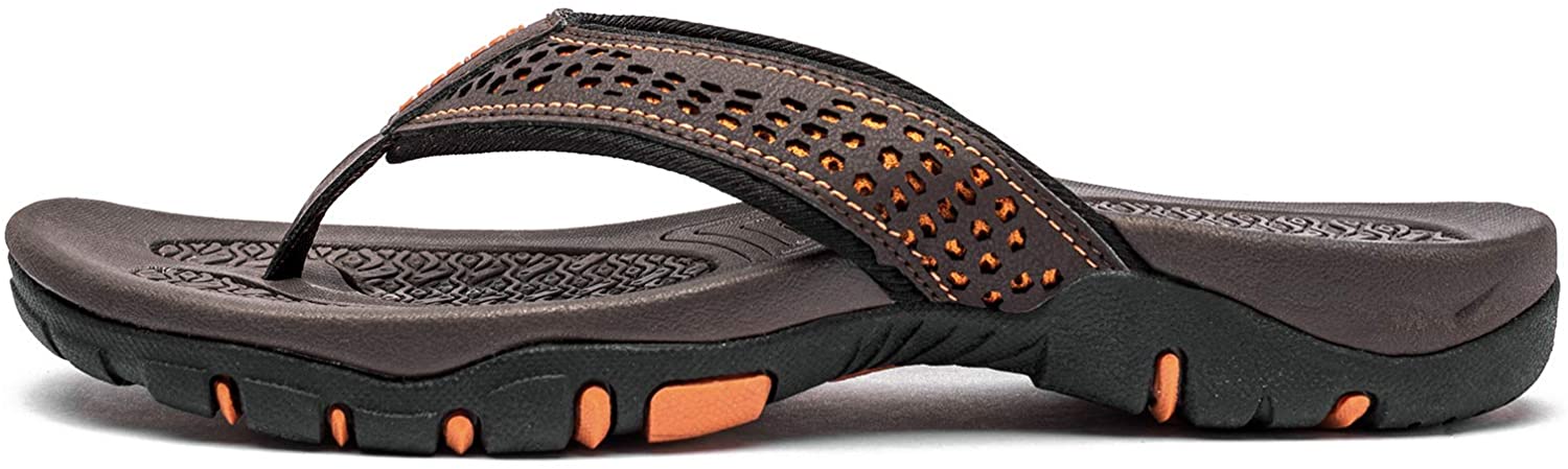 Men Sandals Leather Sport Flip Flops Comfort Casual Outdoor