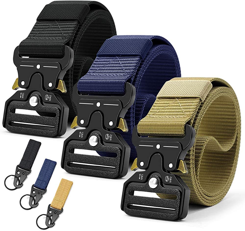 Military Style Tactical Belt Quick Release Metal Buckle Belt 1.5 Inch Men's Heavy Duty Nylon Sling Belt