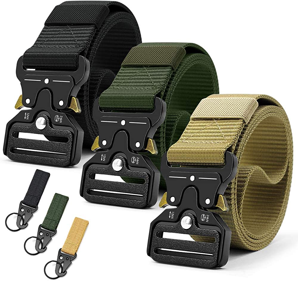 Military Style Tactical Belt Quick Release Metal Buckle Belt 1.5 Inch Men's Heavy Duty Nylon Sling Belt