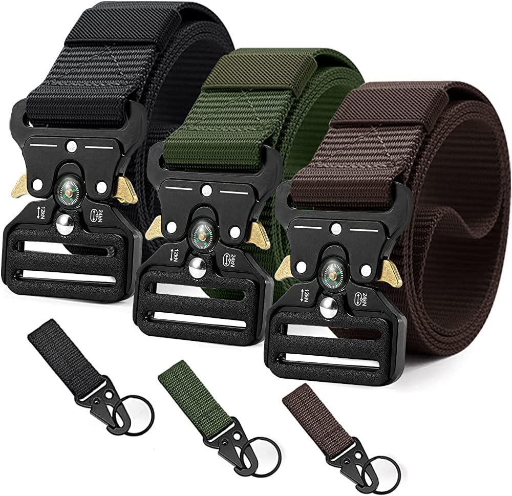 Military Style Tactical Belt Quick Release Metal Buckle Belt 1.5 Inch Men's Heavy Duty Nylon Sling Belt