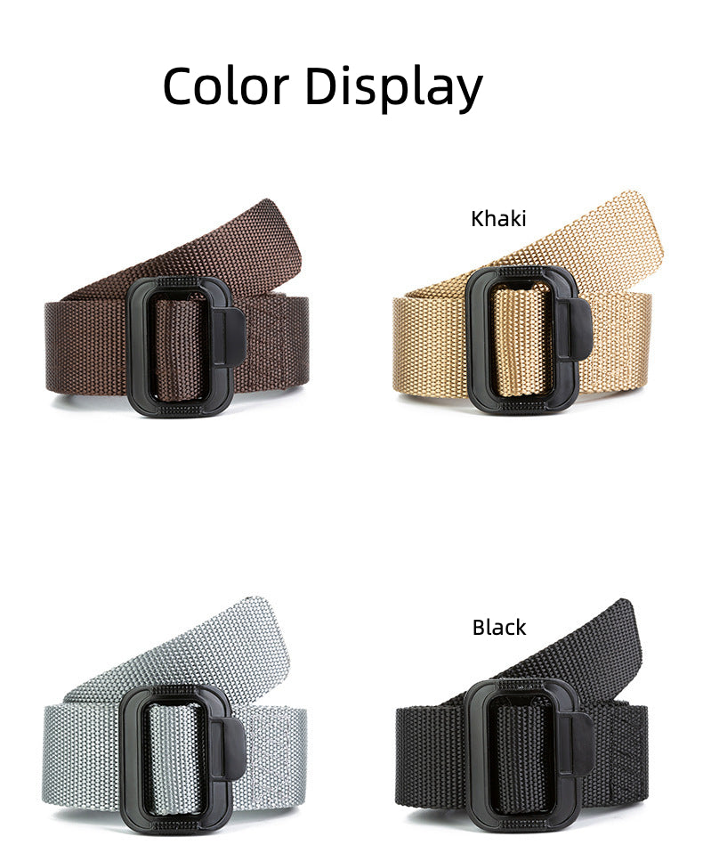 Men's Woven Nylon Smooth Buckle Belt Outdoor Tactical Training Belts