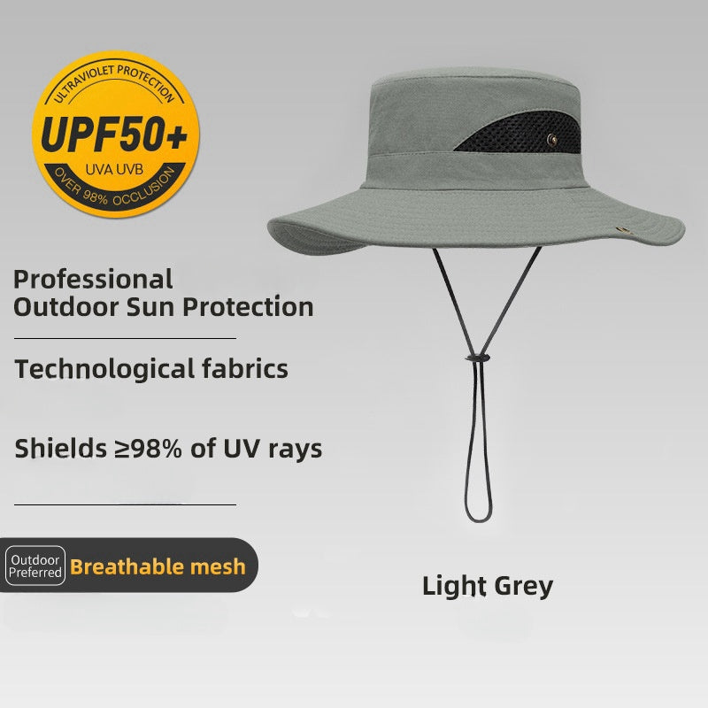 Men's UPF50+ Wide Brim Hat Sunscreen UV Protection Breathable Fisherman Hat