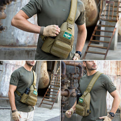 Men's Camouflage Chest Bags Single Cycling Shoulder Leisure Bag with USB Charging