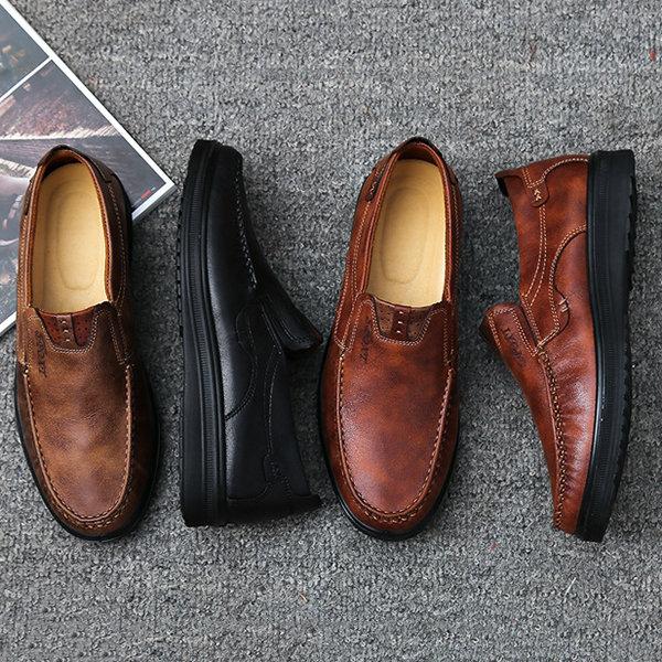 Men's Retro Color Leather Large Size Soft Sole Casual Shoes