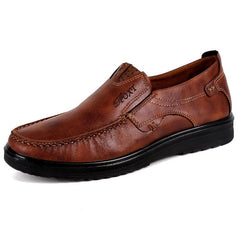 Men's Retro Color Leather Large Size Soft Sole Casual Shoes