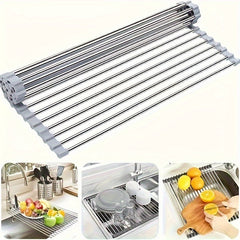 Deluxe Roll-Up Stainless Steel Dish Drying Rack