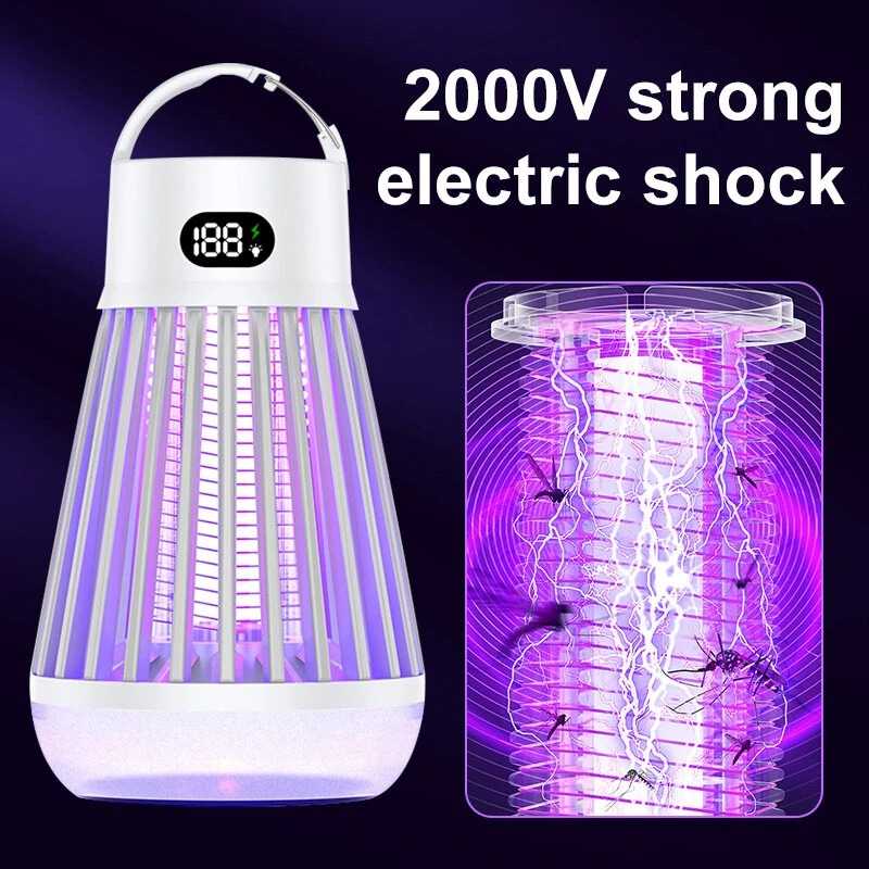 Cordless LED Digital Display Electric Mosquito Bug Zapper Mosquito Killing Lamp Fly Trap Camp Lamp