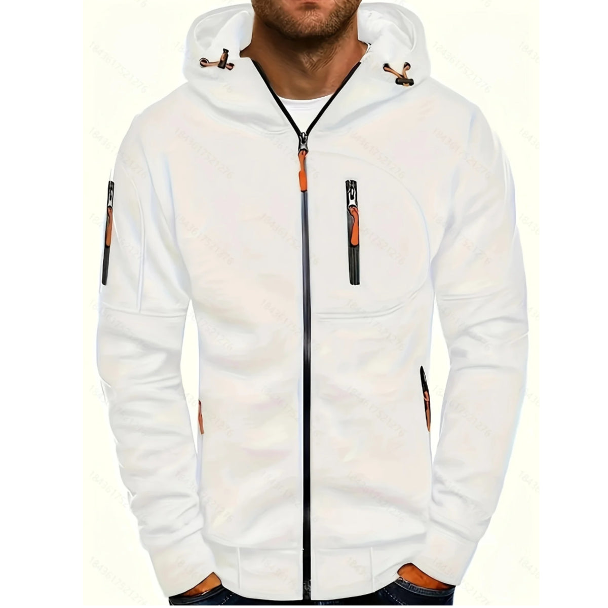 Men's Solid Color Casual Long Sleeve Hoodie -  Hooded Jacket with Zipper for Gym and Sports