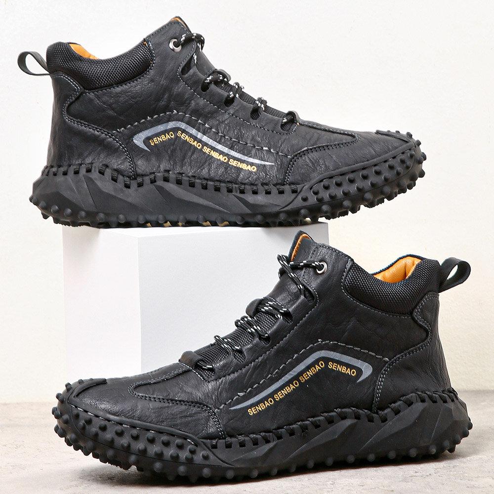 Men Hand Stitching Outdoor Rubber Toe Cap Work Style Ankle Boots