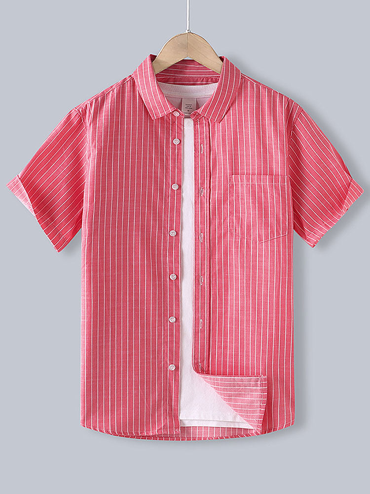 Men Cotton Striped Button Up Shirt