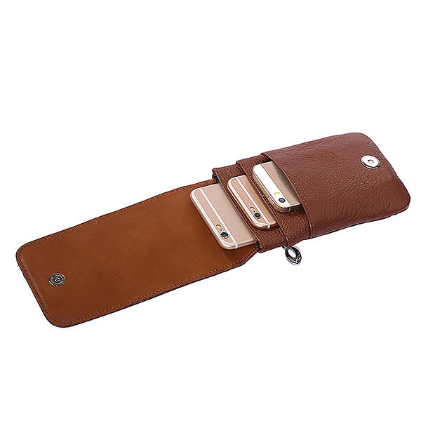 6 Inches Cell Phone Men Genuine Leather Cowhide Vintage Waist Bag