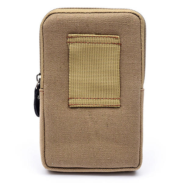 Men Canvas&Leather Belt Phone Bag Waist Bag Outdoor Crossbody Bag for 5.5 in Phones