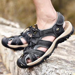 Men Cowhide Breathable Non-Slip Closed Toe Wading Casual Outdoor Sandals