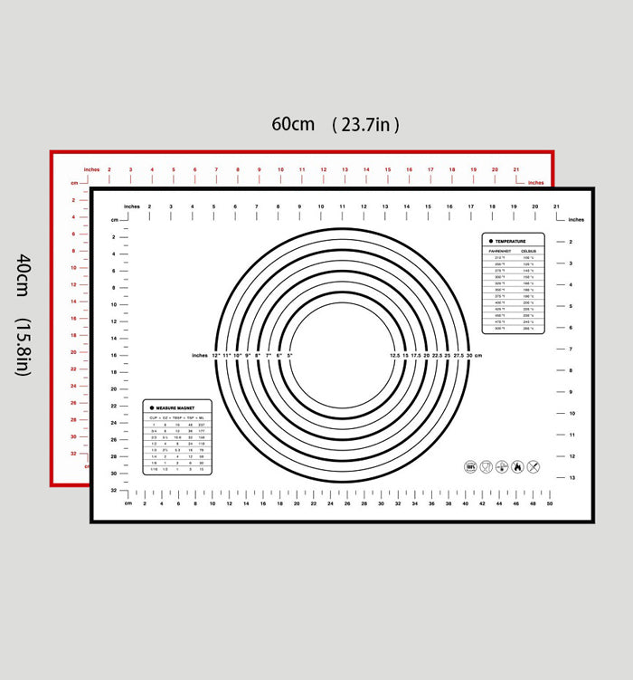 60x40CM Non-Slip Silicone Pastry Fondant Cake Kneading Mat With Measurements