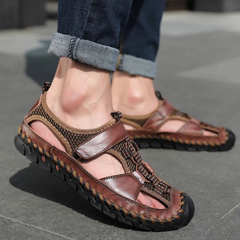 Men's Sandals Summer Leather Breathable Men Original Sandals Luxury Designer Moccasins Summer Men's Slippers Shoes