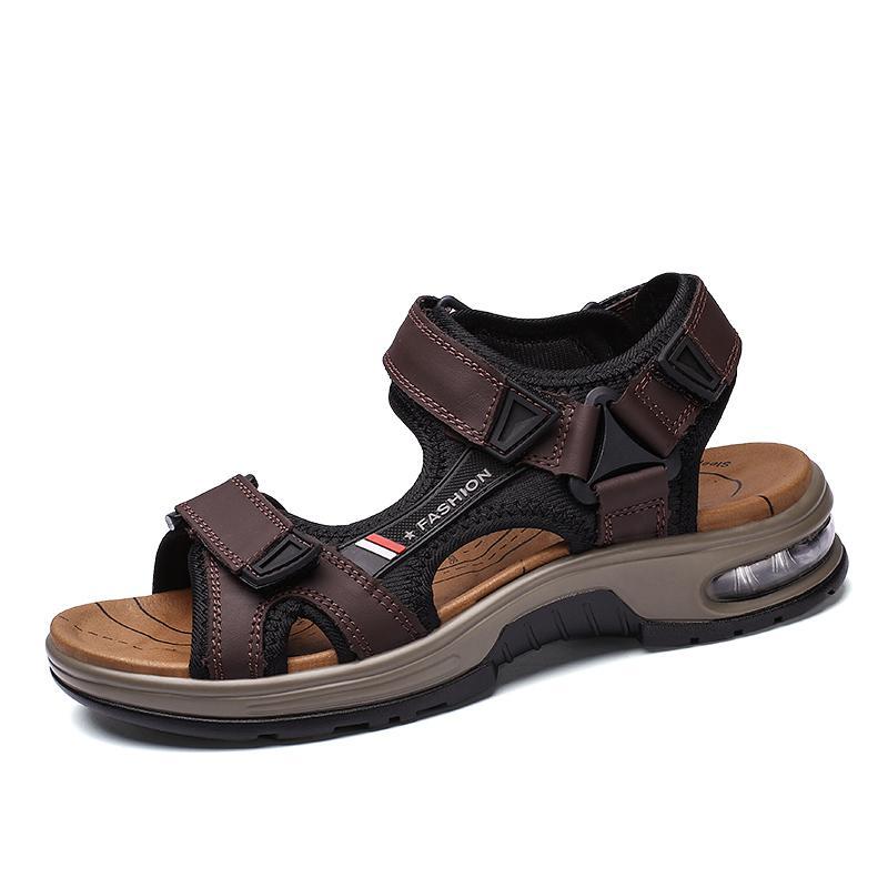 Men's Sandals Genuine Leather Men's Slippers Gladiator Men's Beach Sandals Soft, comfortable outdoor wading shoes