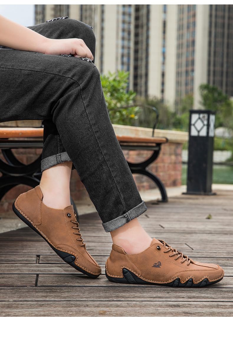 Men's Handmade Velcro Suede Beck Shoes Waterproof Leather Casual Sneakers Non-Slip Breathable