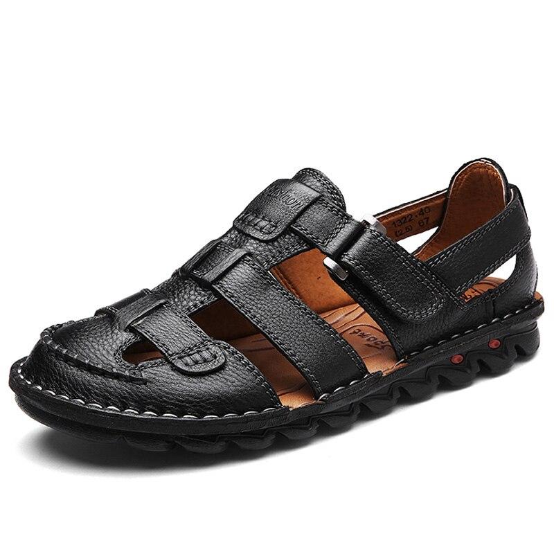 High Quality Cow Leather Sandals Summer Outdoor Handmade Men Sandals Fashion Comfortable Men Beach Leather Shoes