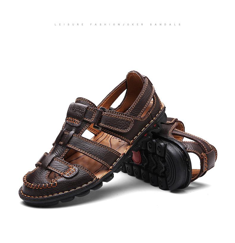 High Quality Cow Leather Sandals Summer Outdoor Handmade Men Sandals Fashion Comfortable Men Beach Leather Shoes