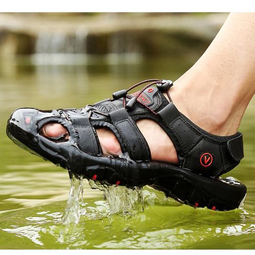 Men Genuine Leather Summer Sandals Fashion Slippers