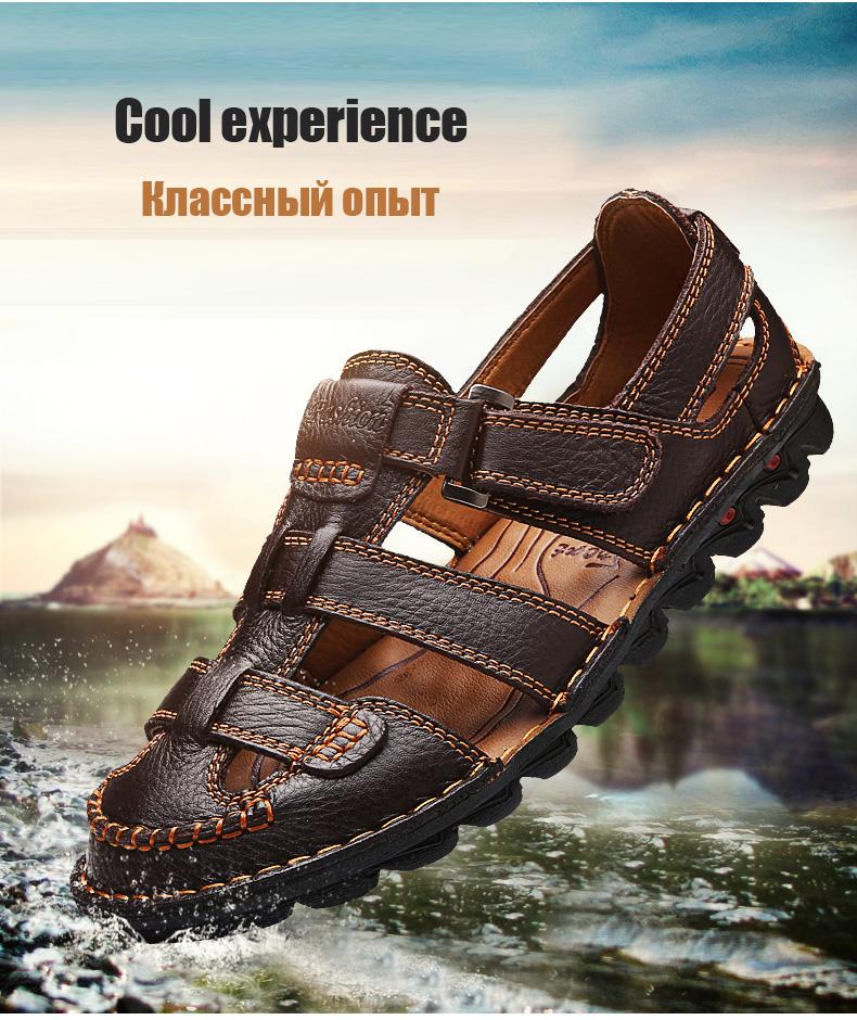 High quality cow leather sandals summer outdoor handmade men sandals fashion comfortable men beach leather shoes